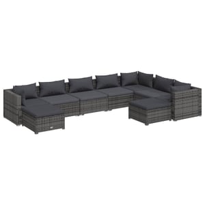 

vidaXL 9 Piece Garden Lounge Set with Cushions Poly Rattan Grey