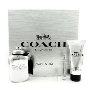 Coach New York Platinum 3pcs Giftset EDP 100ml +Shower Gel +7.5ml Miniture