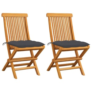 

vidaXL Garden Chairs with Anthracite Cushions 2 pcs Solid Teak Wood