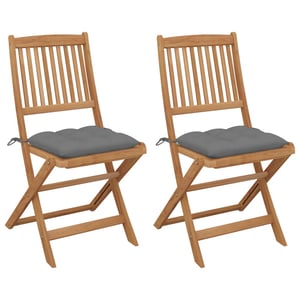 

vidaXL Folding Garden Chairs 2 pcs with Cushions Solid Acacia Wood