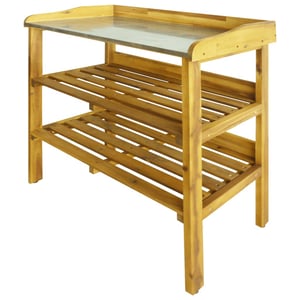 

Vidaxl Potting Bench With 2 Shelves Solid Acacia Wood And Zinc