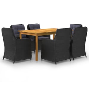 

vidaXL 7 Piece Garden Dining Set Black- Acacia Wood