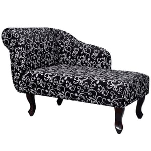 

Vidaxl Fabric Chaise Longue With Left Armrest Floral Design Black