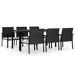 

Vidaxl 7 Piece Garden Dining Set Poly Rattan Black