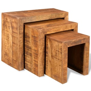 

vidaXL Nesting Table Set 3 Pieces Solid Mango Wood