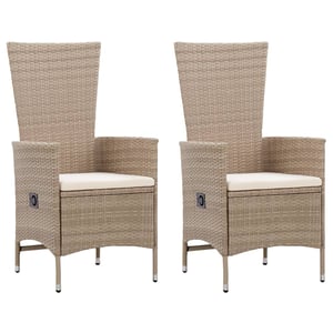 

vidaXL Outdoor Chairs 2 pcs with Cushions Poly Rattan Beige