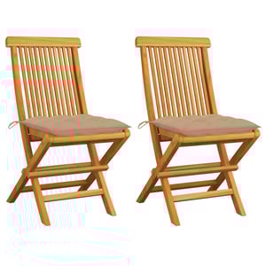 

vidaXL Garden Chairs with Beige Cushions 2 pcs Solid Teak Wood