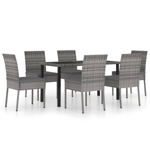 

Vidaxl 7 Piece Garden Dining Set Poly Rattan Grey