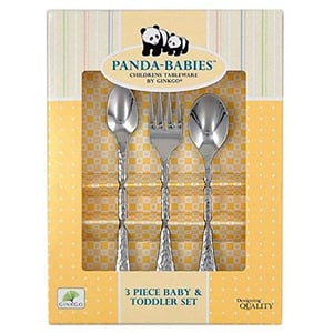 Ginkgo International Panda-Babies 3-Piece Baby & Toddler Stainless Steel Flatware Set