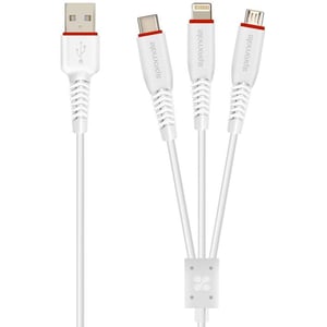 Promate 3 In 1 USB Universal Charging Cable 1.2m White