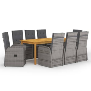 

vidaXL 9 Piece Garden Dining Set Grey