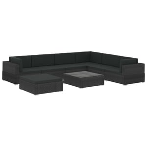 

Vidaxl 8 Piece Garden Lounge Set With Cushions Poly Rattan Black