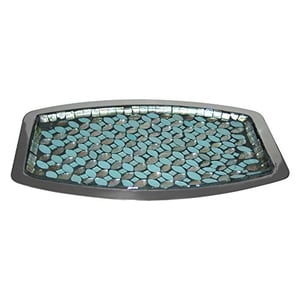 Nu Steel Sea Foam Bright-Colored Mosaic Glass/Stainless Steel Vanity Storage Tank Top Tray Organizer For Makeup Brushes, Tissues, Candles, Soap, Hand Towels, Toilet Paper Storage, Mosaic Glass/Steel