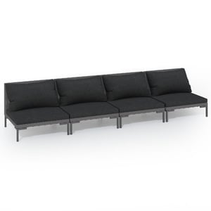 

vidaXL 4 Piece Garden Lounge Set with Cushions Poly Rattan Dark Grey