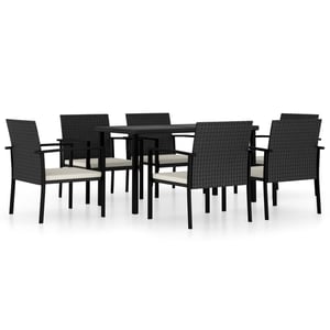 

Vidaxl 7 Piece Garden Dining Set Poly Rattan Black