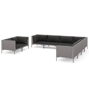 

vidaXL 9 Piece Garden Lounge Set with Cushions Poly Rattan Dark Grey