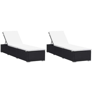 

Vidaxl Sun Loungers With Cushions 2 Pcs Poly Rattan Black