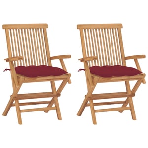 

vidaXL Garden Chairs with Wine Red Cushions 2 pcs Solid Teak Wood (41999+314887)