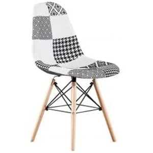 

Galaxy Design Modern Dining Chair Plastic Shell With Fabric & Wooden Legs Black & White Color Size ( L x W x H ) 41 x 40 x 83 cm Model - GDF-JEAM3.