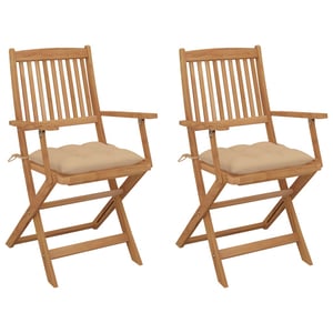 

vidaXL Folding Garden Chairs 2 pcs with Cushions Solid Acacia Wood