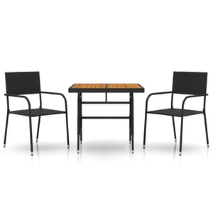 

vidaXL 3 Piece Outdoor Dining Set Poly Rattan Black
