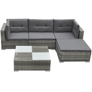 

Vidaxl 5 Piece Garden Lounge Set With Cushions Poly Rattan Grey