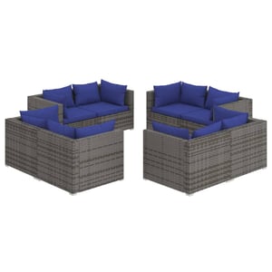 

vidaXL 8 Piece Garden Lounge Set with Cushions Poly Rattan Grey
