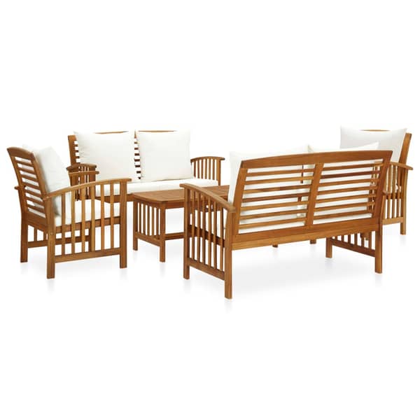 vidaXL 5 Piece Garden Lounge Set with Cushions Solid Acacia Wood vidaXL 5 Piece Garden Lounge Set with Cushions Solid Acacia Wood