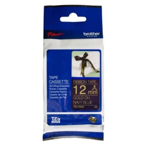 Brother Satin Ribbon Gold On Navy Blue 12mm 4m Tze-rn34