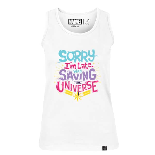 Marvel Sorry I'm Late Women's Tank Top White Medium Marvel Sorry I'm Late Women's Tank Top White Medium