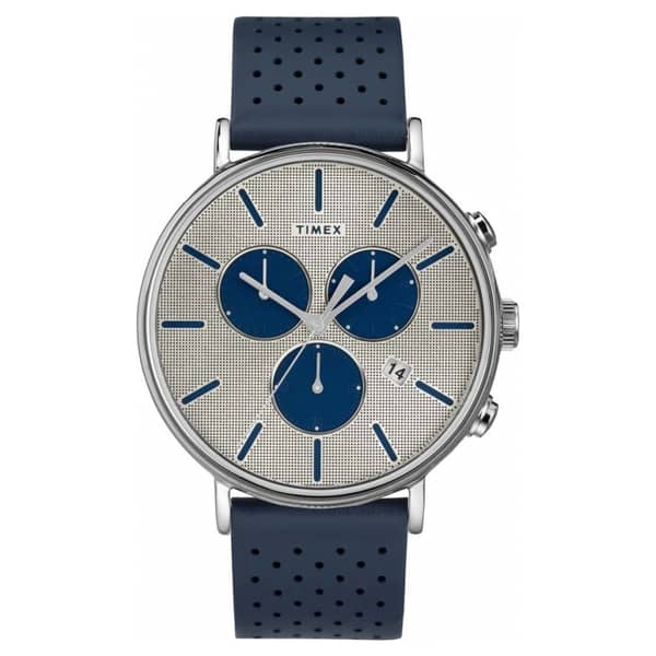 Timex Fairfield Supernova Quartz Navy Blue Leather Watch For Men TW2R97700 Timex Fairfield Supernova Quartz Navy Blue Leather Watch For Men TW2R97700