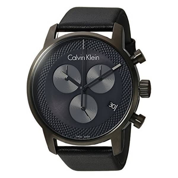 Calvin Klein City Black Leather Men Analog Watch K2G177C3