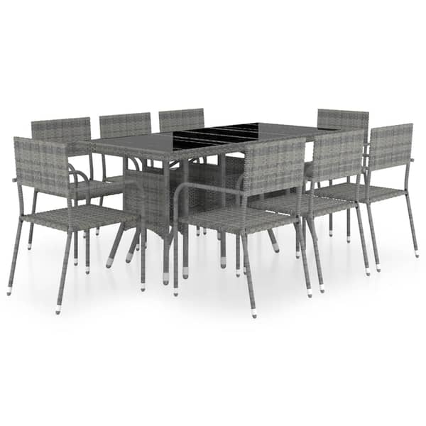 vidaXL 9 Piece Garden Dining Set Poly Rattan Anthracite & Grey