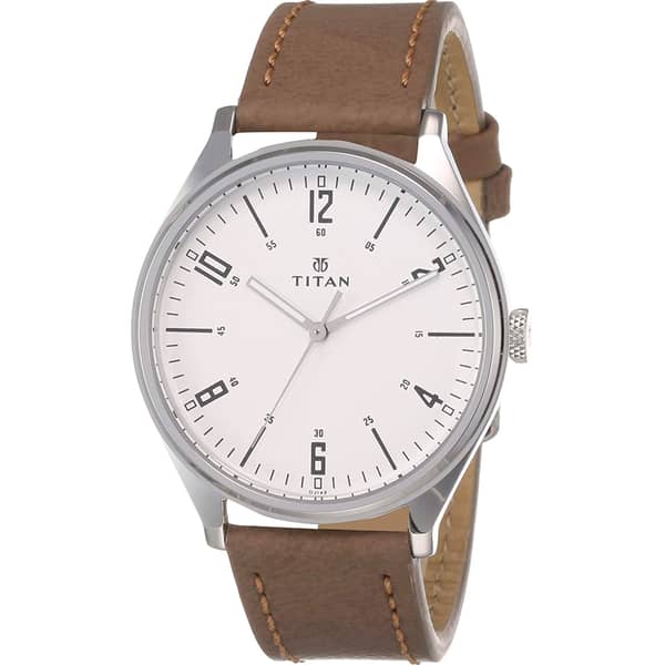 Titan, 1802SL01, Mens Watch Regalia Collection Analog, Silver Dial Tan Leather Band Titan, 1802SL01, Mens Watch Regalia Collection Analog, Silver Dial Tan Leather Band