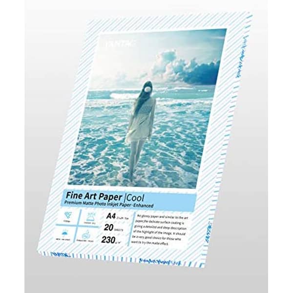 Fantac Cool Premium A4 (20 Sheets) Fine Art Inkjet Paper 230gsm Matte Coated For Destop Printers