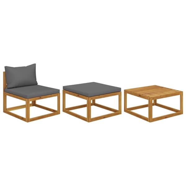 Vidaxl 3 Piece Garden Lounge Set With Cushions Solid Acacia Wood Vidaxl 3 Piece Garden Lounge Set With Cushions Solid Acacia Wood