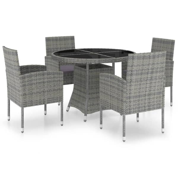 vidaXL 5 Piece Garden Dining Set Poly Rattan Anthracite & Grey vidaXL 5 Piece Garden Dining Set Poly Rattan Anthracite & Grey