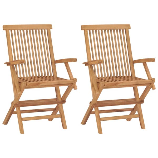 vidaXL Folding Garden Chairs 2 pcs Solid Teak Wood vidaXL Folding Garden Chairs 2 pcs Solid Teak Wood