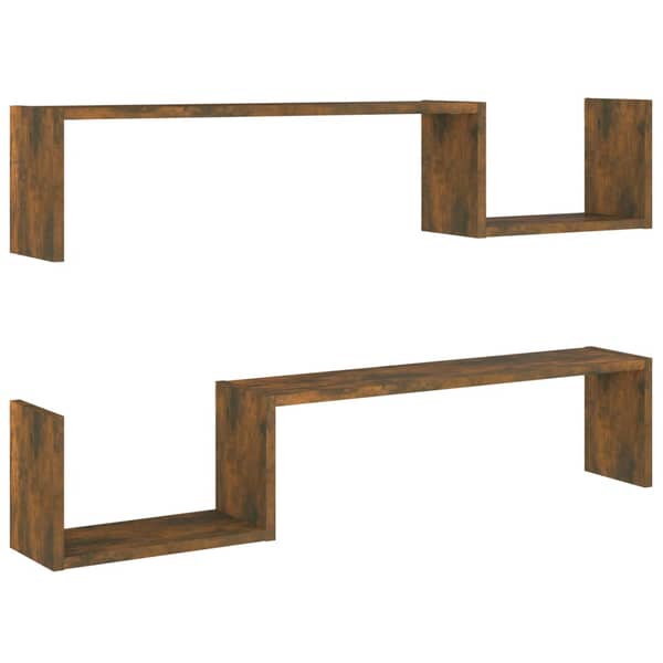 vidaXL Wall Shelves 2 pcs Smoked Oak 100x15x20 cm Engineered Wood