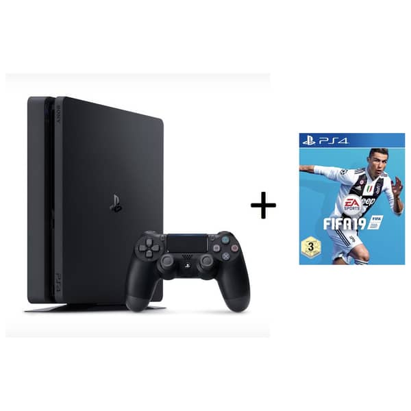 Sony PS4 Slim Gaming Console 1TB Black + Fifa 19 Game (Arabic) + 2 Assorted Games