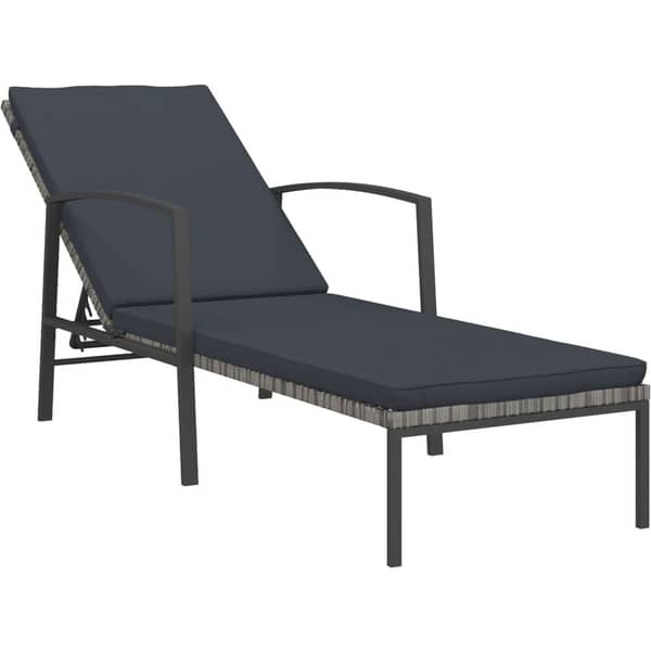 Vidaxl Garden Sun Lounger With Cushion Poly Rattan Grey Vidaxl Garden Sun Lounger With Cushion Poly Rattan Grey