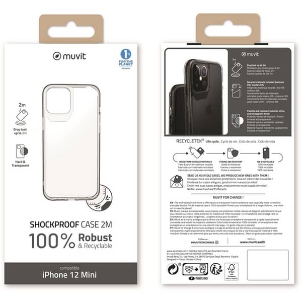 Muvit Antibacterial Case Clear iPhone 12 Mini