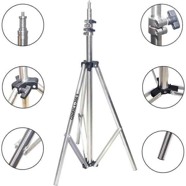 Coopic L-200s Stainless Steel With Black Plastic Light Stand 2m/200cm Portable Multi-functional Photo Video Studio Lighting Photography Stands Tripod Coopic L-200s Stainless Steel With Black Plastic Light Stand 2m/200cm Portable Multi-functional Photo Video Studio Lighting Photography Stands Tripod