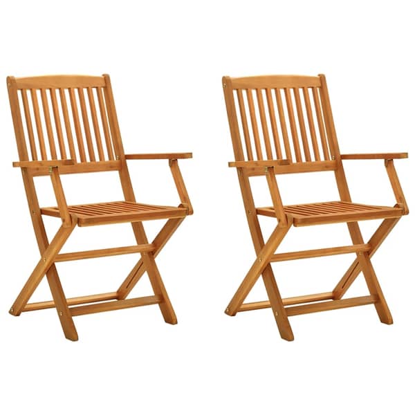 vidaXL Folding Garden Chairs 2 pcs Solid Eucalyptus Wood vidaXL Folding Garden Chairs 2 pcs Solid Eucalyptus Wood