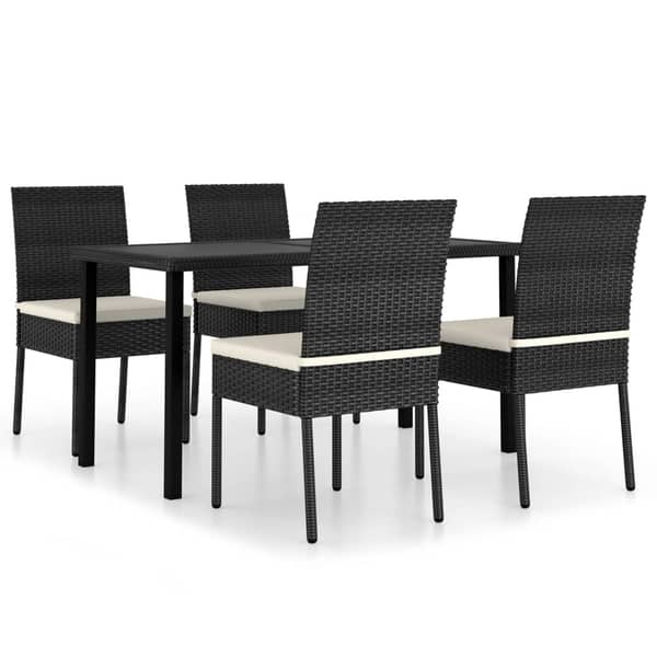 Vidaxl 5 Piece Garden Dining Set Poly Rattan Black Vidaxl 5 Piece Garden Dining Set Poly Rattan Black
