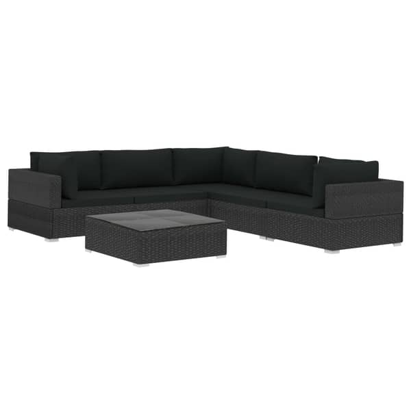 Vidaxl 6 Piece Garden Lounge Set With Cushions Poly Rattan Black Vidaxl 6 Piece Garden Lounge Set With Cushions Poly Rattan Black