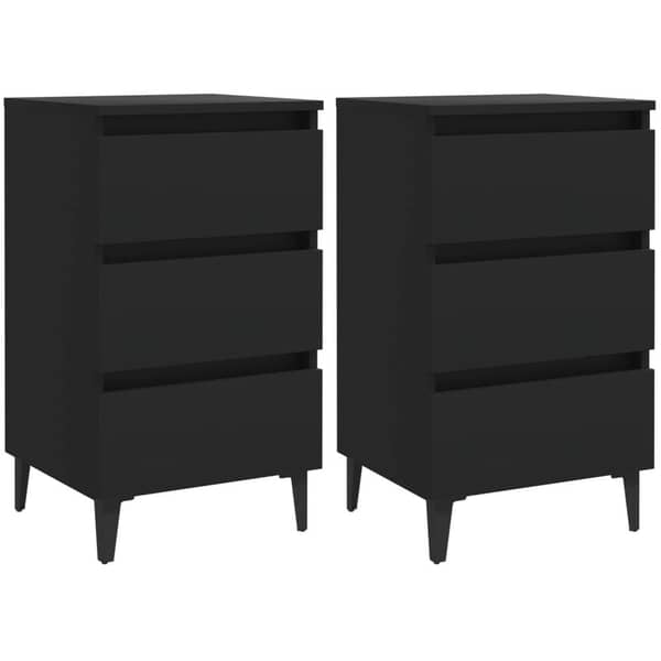 Vidaxl Bed Cabinet With Metal Legs 2 Pcs Black 40x35x69 Cm