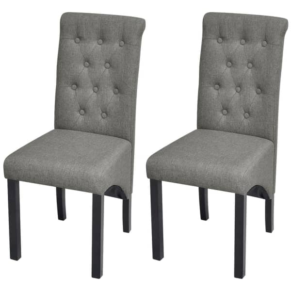 vidaXL 2 Dining Chairs Fabric Upholstery Dark Grey High Back vidaXL 2 Dining Chairs Fabric Upholstery Dark Grey High Back