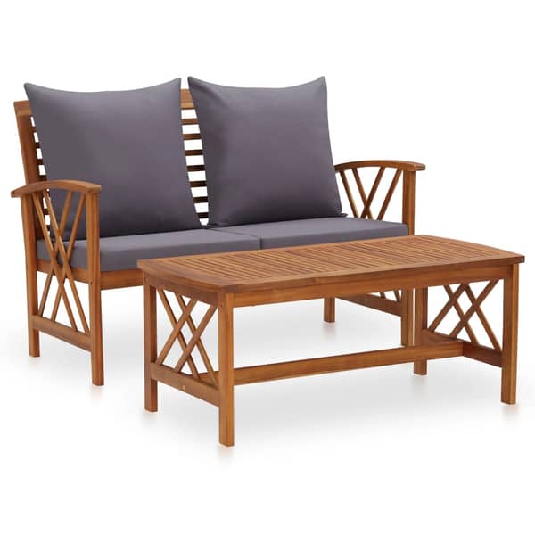 Vidaxl 2 Piece Garden Lounge Set With Cushions Solid Acacia Wood Vidaxl 2 Piece Garden Lounge Set With Cushions Solid Acacia Wood