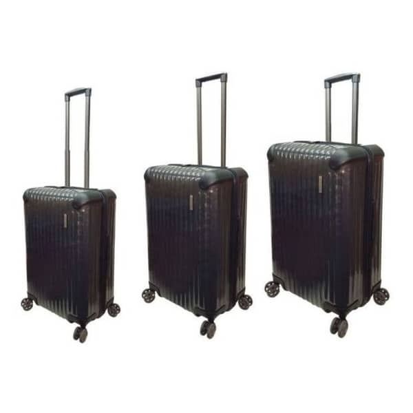 Highflyer T1000 Hard Luggage Trolley Bag Black 3Pc Set TH-1000-3PCBLK